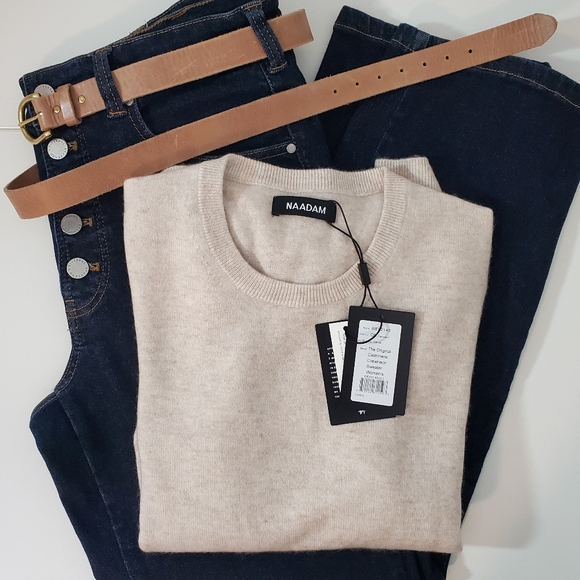 NAADAM The Original Cashmere Crewneck Sweater - Oatmeal - Large NWT - Picture 3 of 11